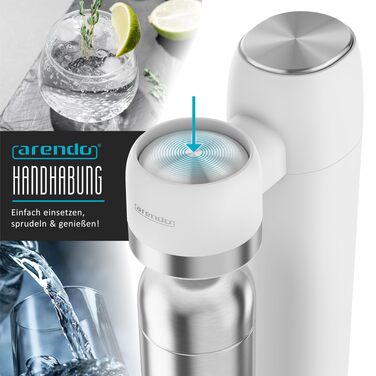 Сифон для газування води Arendo Soda Maker з двома пляшками (1000 мл BPA-free та 1000 мл нержавіюча сталь), сумісний з циліндрами CO2 60 л