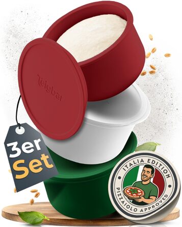 Набір з 3 силіконових контейнерів для тіста для піци Teigbar Italia (13 см, до 350г) - чорно-сірий