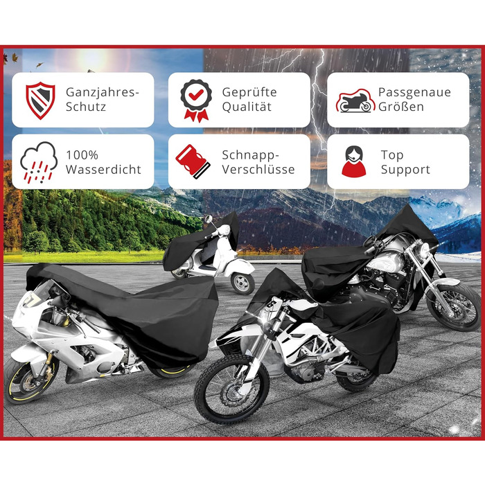 Водонепроникний чохол для мотоцикла та скутера Vespa All Weather (S), сріблястий, 185x90x110 см — всесезонний захисний покрив