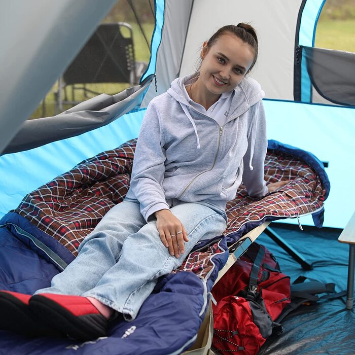 KingCamp спальний мішок XXL для дорослих, 3 сезони, легкий, для туризму, кемпінгу, рюкзакових подорожей, синій, 2.1 кг