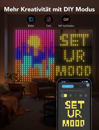 Розумні LED штори Govee 520 RGBIC, 1,5×2 м, IP65, для кімнати та вечірки, сумісні з Alexa, 86+ режимів, водостійкі, світлодіодна гірлянда