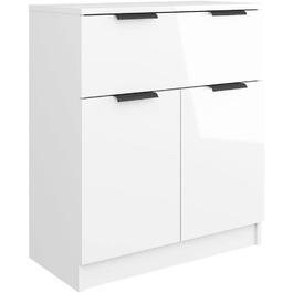 Комод-вітрина vidaXL для вітальні, глянцевий білий, 60x30x70 см, ДСП