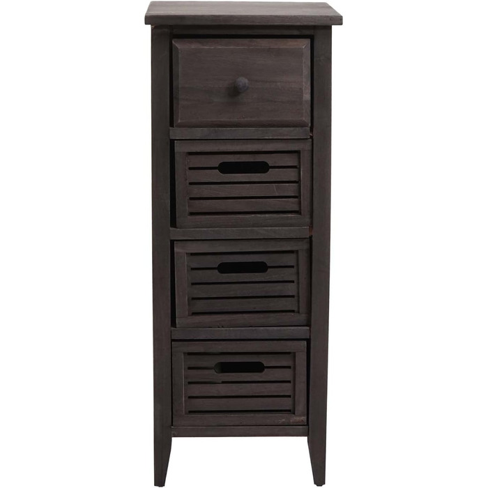 Комод Mendler T18 з 4 шухлядами, 74x30x25 см, вінтажний шафка у стилі шеббі-шик, сірий/коричневий