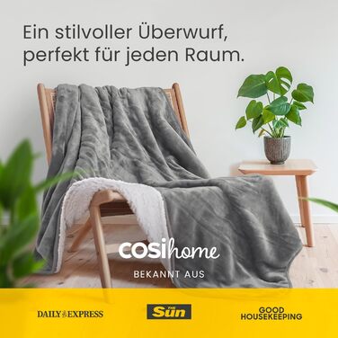 Електрична електроковдра Cosi Home 180x130 см з автовимкненням та 10 рівнями підігріву, сіра (Fleece & Sherpa)
