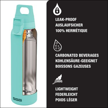 Термос-гуртка SIGG Glacier H&C ONE Light 0.55L з ситечком, ізольована пляшка для напоїв, нержавіюча сталь 18/8, без BPA, герметична, 0.55 л