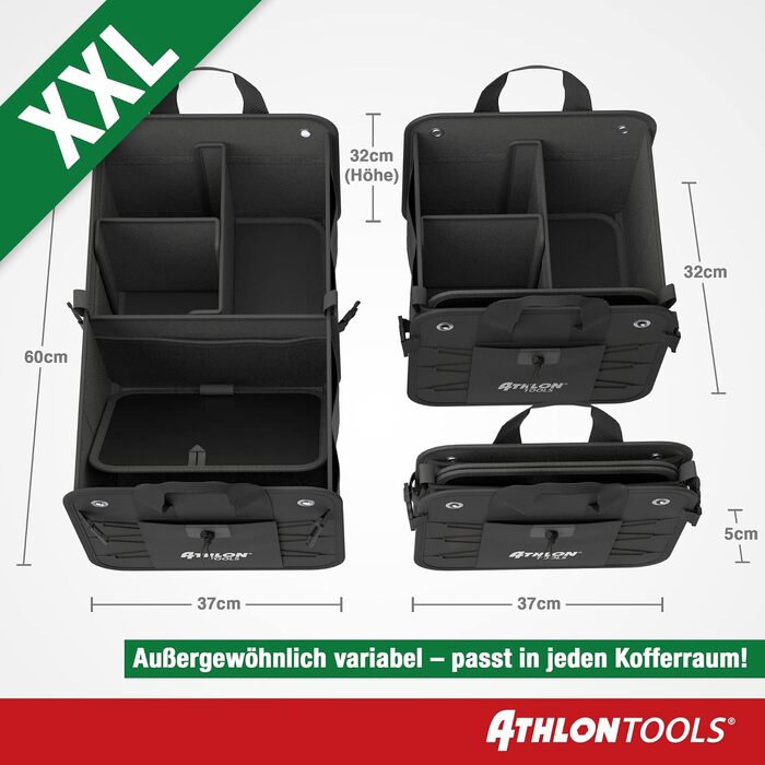 Органайзер у багажник авто ATHLON TOOLS Premium з кришкою, 60 літрів, чорний