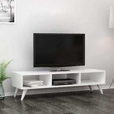 ТВ-тумба en.casa Aaskov з 3 полицями, комод під телевізор, 35x120x35 см, білий