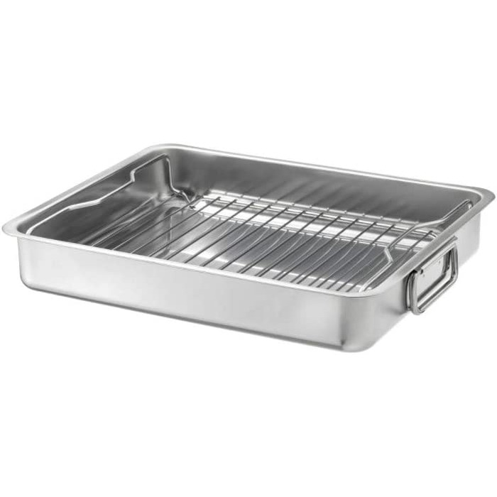 Форма для запікання з решіткою IKEA Koncis, нержавіюча сталь, 40x32x7 см, срібляста