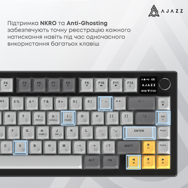 Бездротова мембранна клавіатура Ajazz AF82 (AF82-BW)