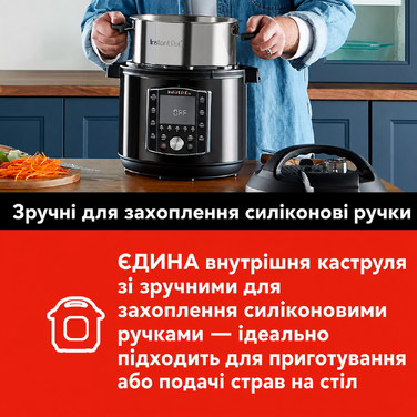 Мультиварка Instant Pot Pro 10-в-1, 5,7 л, 1200 Вт, електрична, швидковарка, рисоварка, пароварка, для йогурту, стерилізатор, Sous Vide, чорна нержавійка