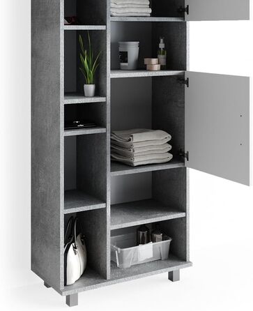 Високий шафа для ванної Vicco Ilias, бетон/білий, 60x190 см