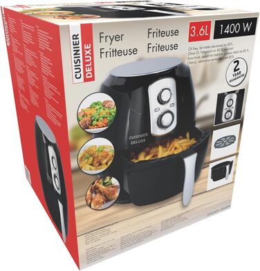 Аерофритюрниця Cuisinier Deluxe 3,6 л, 1400 Вт, таймер 60 хв, 80-200°C