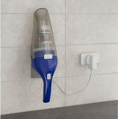 Пилосос ручний BLACK+DECKER Dustbuster NVC115WA, акумуляторний, 3.6V, без мішка, кобальтово-синій, широка насадка, знімний контейнер, насадка для щілин і меблів, зарядна станція