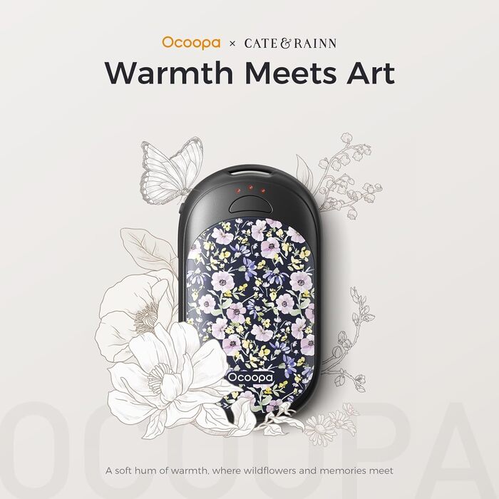 Електричні грілки для рук OCOOPA 2 шт. з магнітною фіксацією, 5000mAh, 3 режими нагріву, компактні, для рукавичок, сумки, зимові аксесуари, подарунки для чоловіків та жінок (фіолетовий/білий)