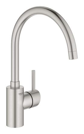 Змішувач кухонний GROHE Concetto Supersteel 32661DC3 нержавіюча сталь: поворотний на 150°, з обмежувачем витрати води, комплект кріплення