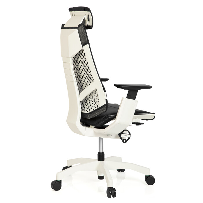 Офісний крісло GENIDIA PRO WHITE - шкіряне, чорне, hjh OFFICE