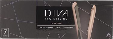 Професійний випрямляч для волосся Diva Pro Styling Precious Metals Touch, автоматичне вимкнення, швидкий нагрів, кабель 3 м, золотий