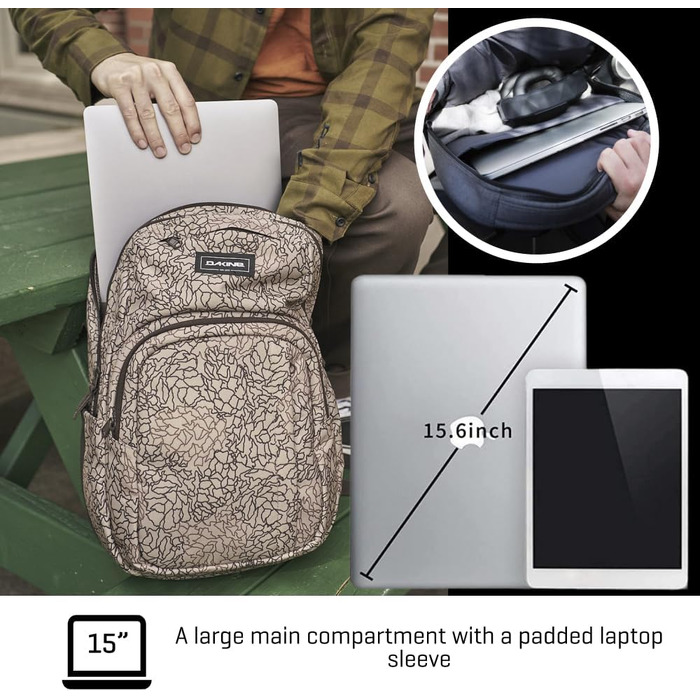 Рюкзак Dakine Campus 25L унісекс для школи, ноутбука та подорожей, водовідштовхуючий, поліестер, колір Carbon II