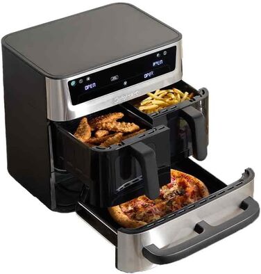 Фритюрниця Cuisinart XXL 10.4L з двома зонами нагріву | Без PFAS та хімікатів | Для смаження, грилю, випікання, дегідратації та підтримання тепла | 2 x 5.2L, 8+ порцій | Деталі придатні для миття в посудомийній машині (3 камери з нержавіючої сталі)