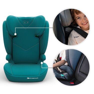 Дитяче автокрісло Kinderkraft I-SPARK 2 PRO (100-150 см), 2в1, i-Size, чорне/зелене