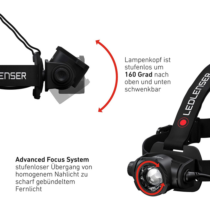 Налобний ліхтар Ledlenser H15R Core, 2500 люмен, LED, акумуляторний, IP67, фокусування, USB-зарядка