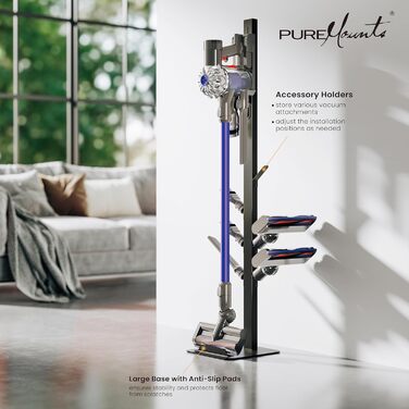 Підставка-стійка для пилососа PureMounts, сумісна з Dyson Gen5, V15, V12, V11, V10, V8, V7, V6, тримач аксесуарів, чорна