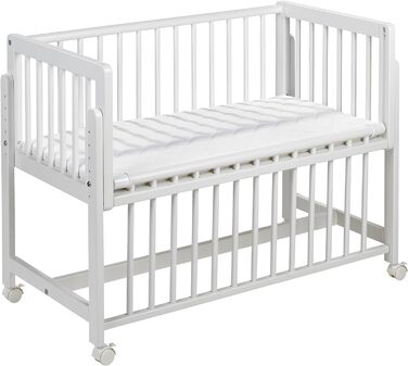 Дитяче приставне ліжечко Geuther Betty 45x90 см, 9-рівнева регулювання висоти, масив дерева, екологічне, біле