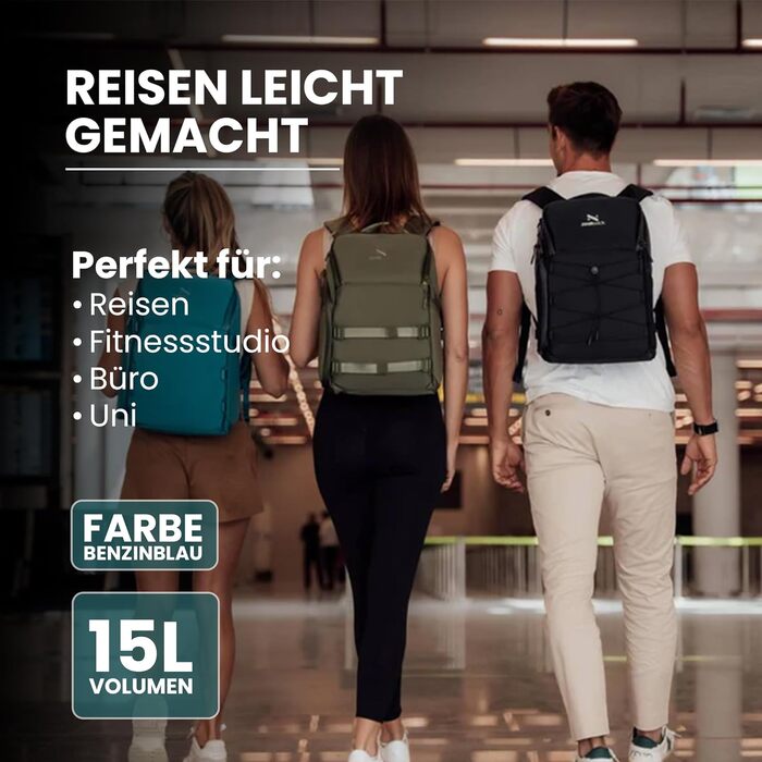 Рюкзак для ручної поклажі Zeeksack The Underseat 15L, Petrol Blue — компактна сумка в літак