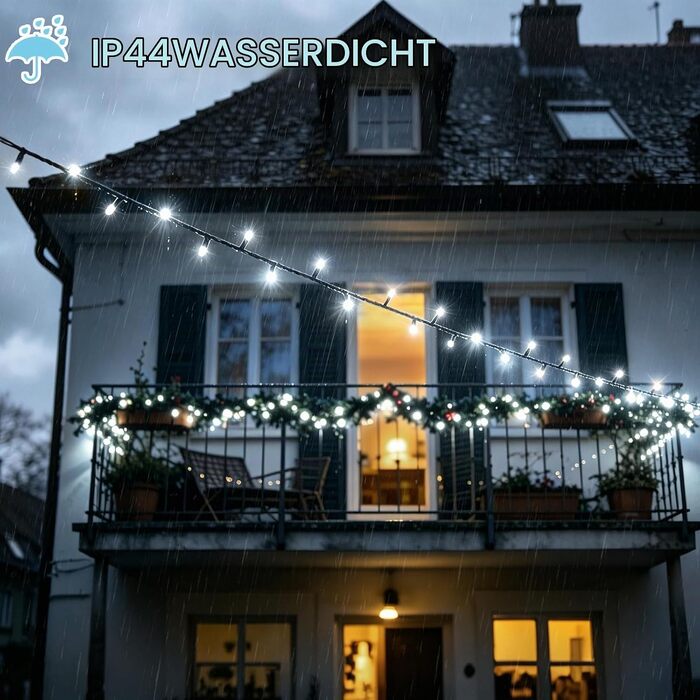 Світлодіодна гірлянда для вулиці та дому 30м, 1400 LED, водонепроникна, 8 режимів, з пультом та таймером, біле світло (для саду, тераси, новорічного декору)
