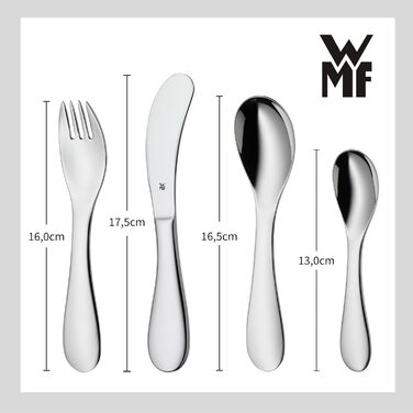 Дитячий столовий прилад WMF Kinderbesteck з гравіюванням імені - персоналізований столовий прилад - індивідуальний хрещення подарунок - для хлопчика/дівчинки - набір з 4 предметів (Knuddel)