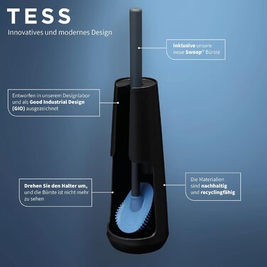 Підлоговий тримач для туалетної щітки Tiger Tess з гнучкою щіткою Swoop, чорний/антрацит