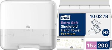 Диспенсер для рушників Tork Mini H3 настінний + набір преміум рушників (15x200 аркушів)