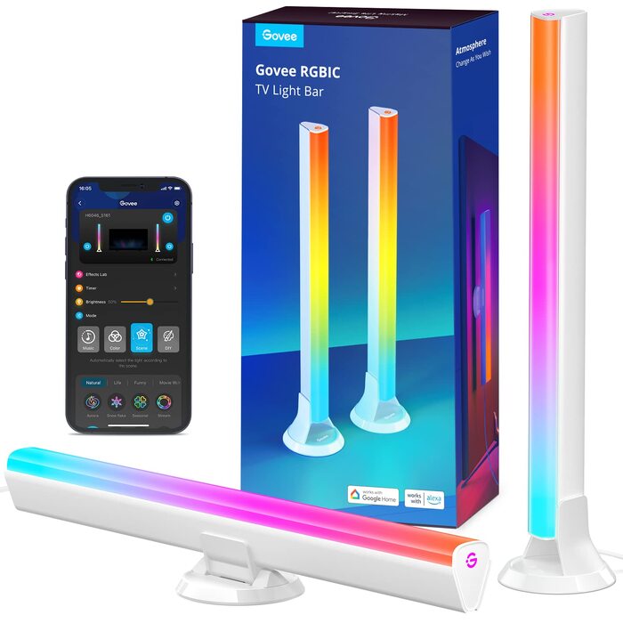 Розумна підсвітка для телевізора Govee RGBIC LED TV Lightbars з подвійними світлодіодами, для ТВ 45-70 дюймів, білий