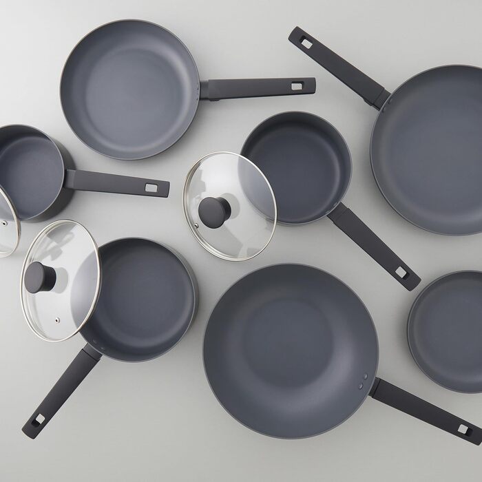 Набір сковорідок Russell Hobbs COMBO-8694 Shield 3 шт. (20/24/28 см) з антипригарним покриттям для індукції, стійкий до металевого посуду, 5 років гарантії, чорний