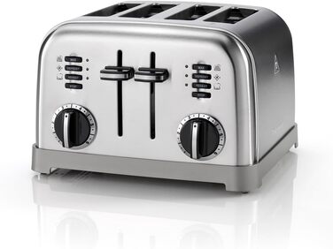 Тостер Cuisinart на 4 скибки з широкими слотами, 6 режимів підсмажування, функція розморожування, підйомний важіль, нержавіюча сталь