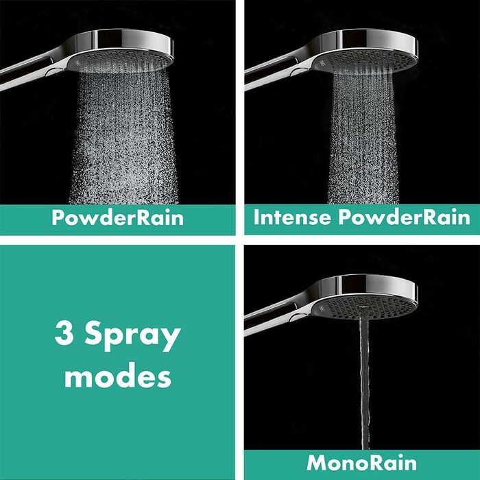 Душова лійка Hansgrohe Rainfinity з ручним душем, 3 режими струменя, антивапнясте покриття, круглий дизайн (130 мм), хром