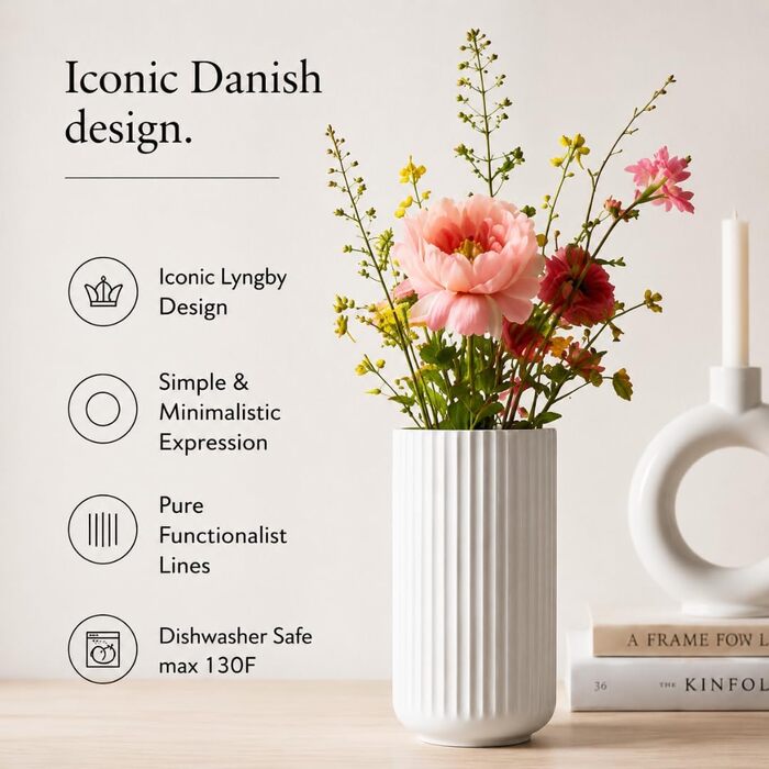 Ваза Lyngby Porcelæn H20.5 см біла – класичний данський дизайн