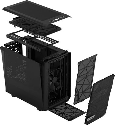 Корпус Fractal Design Meshify 2 Nano Black TG Dark Tint, скляна панель, чорний, компактний формат, для ігрового ПК