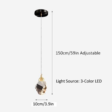 Сучасна кришталева підвісна люстра з LED, 3 кольори, регульована висота, золота/чорна, для кухонного острова, спальні та їдальні