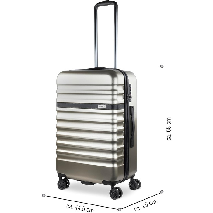 Валіза Bugatti Corium жорсткий корпус 68x44,5x25 см, 55 л, 4 колеса, TSA замок, шампань