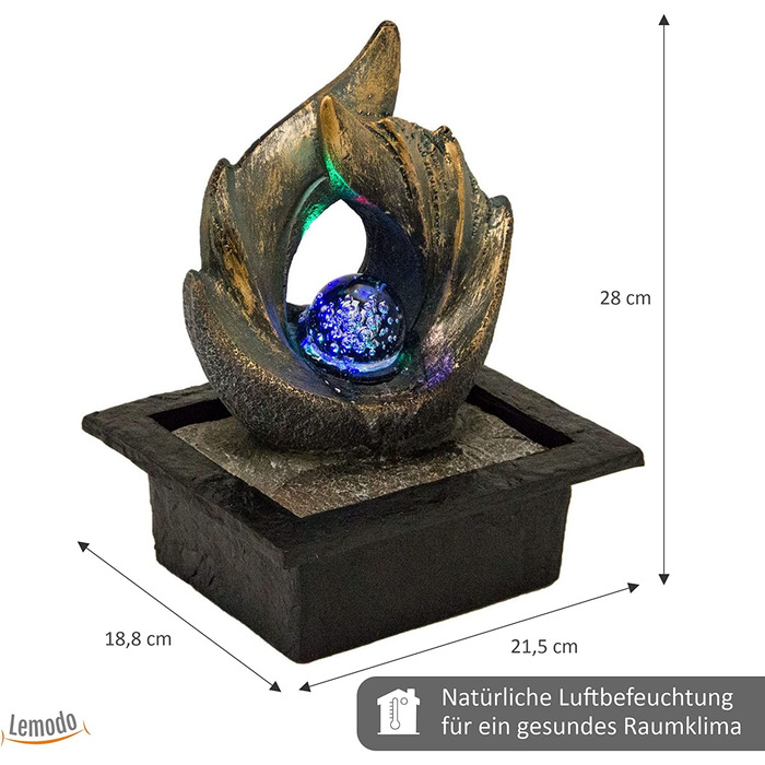 Настільний фонтан Elements з LED-підсвіткою та ефектом водоспаду, декоративний інтер'єрний фонтан Feng Shui для дому (модель Крила)
