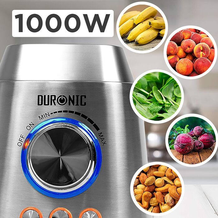 Duronic BL510 Міні-блендер для смузі 500 Вт з пляшкою 570 мл, кухонний міксер для протеїнових коктейлів, дитячого харчування, фруктів та соку