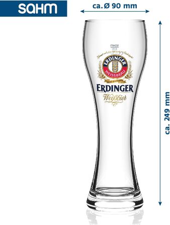 Набір келихів для пшеничного пива ERDINGER 0,5 л, 6 шт — оригінальні склянки для вайсбір, ідеальний подарунок для поціновувачів пива