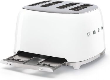 Тостер Smeg TSF03WHEU 4-секційний білий, 6 режимів, підігрів, розморожування, функція бейгл, 2000 Вт