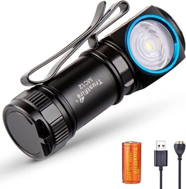 Ліхтарик TrustFire MC12 Mini LED, 1000 Люмен, акумулятор 16340, магнітна USB зарядка, без налобного ременя, чорний
