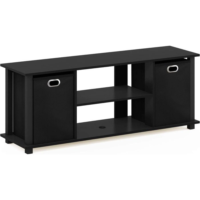 ТВ тумба Furinno Econ з 2 ящиками, чорна, дерево, 29.7x29.7x40.1 см