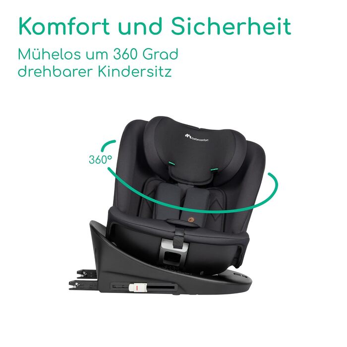Дитяче автокрісло Bebeconfort RevolveFix 360 i-Size (40–150 см), поворотне, колір Full Black