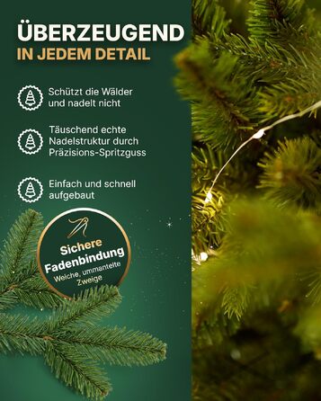 Штучна ялинка TreesHouse Scandinavian Spruce 180 см, реалістична зелена хвоя, підставка з FSC-дерева
