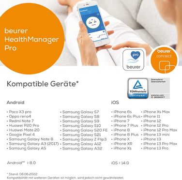 Beurer BF 500 Діагностичні ваги з Bluetooth, цифрові ваги для тіла з додатком, вимірювання жиру, м'язової маси, великий дисплей