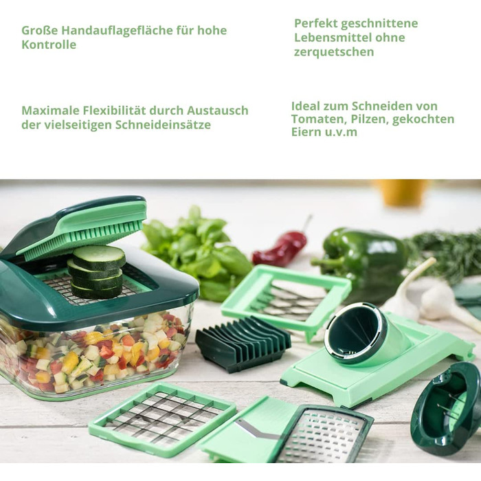 Овочерізка Genius Nicer Dicer Chef 15 в 1, зелена, багатофункціональна, для овочів, фруктів, цибулі, мандоліна, шинкування